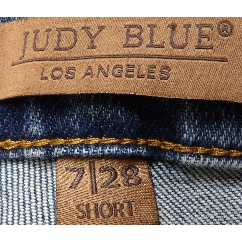 Judy Blue Bootcut Jeans Women 7/28 Short Blue Denim Stretch Tummy Control Flared